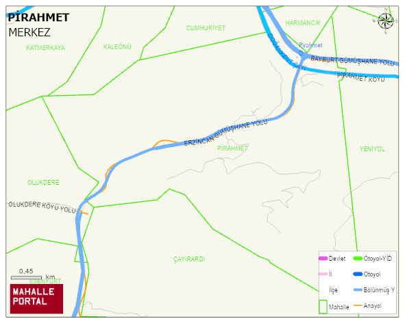 PİRAHMET Köyü Haritası | Yükselti ve Doğa Özellikleri