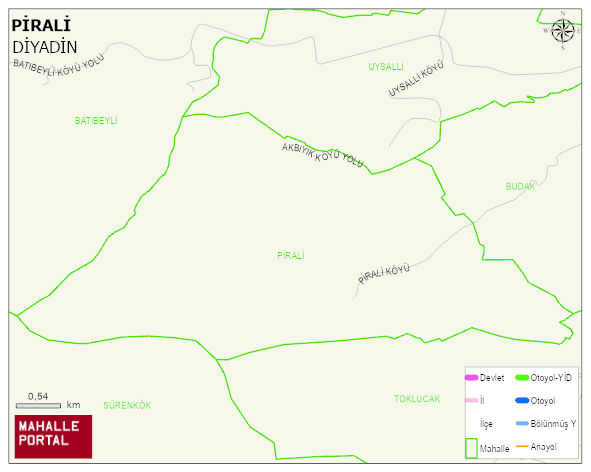 PİRALİ Köyü Haritası | Yükselti ve Doğa Özellikleri