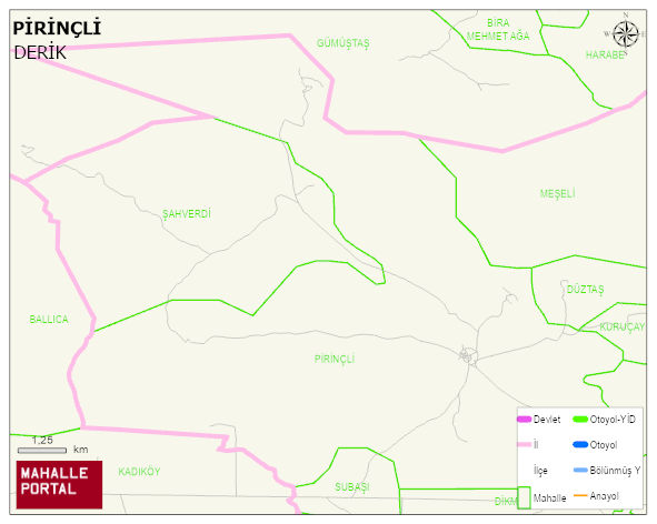 PİRİNÇLİ Mahallesi Haritası | İnteraktif Köy ve Mahalle Sınırları
