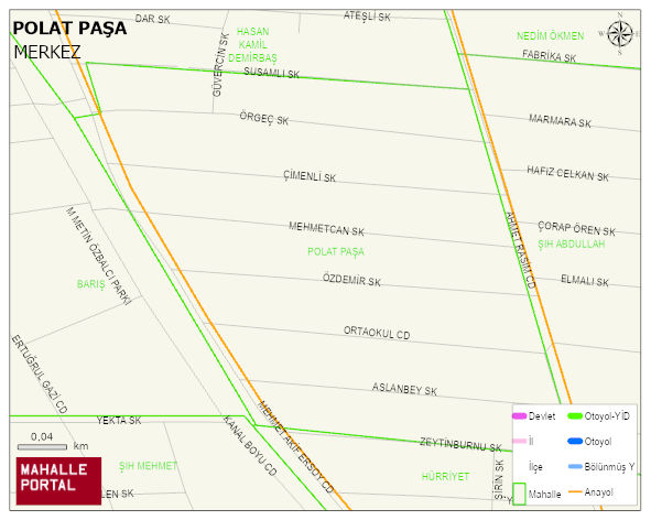POLAT PAŞA Mahallesi Haritası | Mahalle ve Köy Sınırı