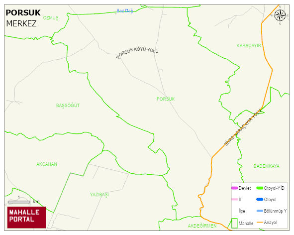 PORSUK Köyü Haritası | İnteraktif Köy ve Mahalle Sınırları