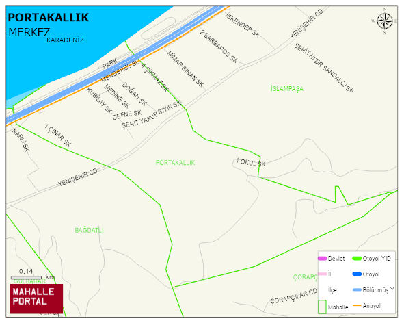 PORTAKALLIK Mahallesi Haritası | Detaylı Köy ve Mahalle Görünümü