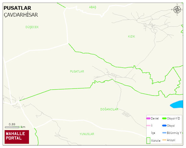 PUSATLAR Köyü Haritası | Mahalle ve Köy Sınırı