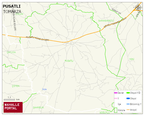 PUSATLI Mahallesi Haritası | Güncel Mahalle ve Köy Haritası