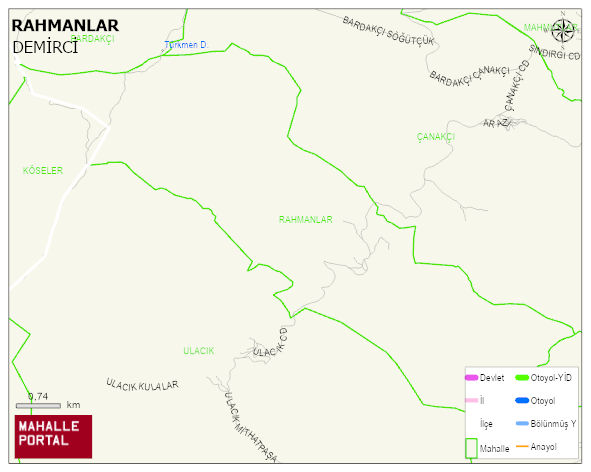 RAHMANLAR Mahallesi Haritası | Mahalle ve Köy Sınırı