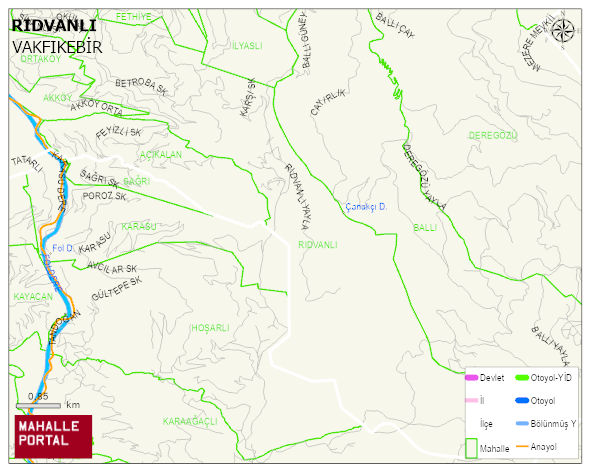 RIDVANLI Mahallesi Haritası | Dağlar, Ovalar ve Akarsu Bilgileri