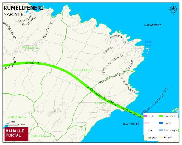 RUMELİFENERİ Mahallesi Haritası | Mahalle ve Köy Sınırı