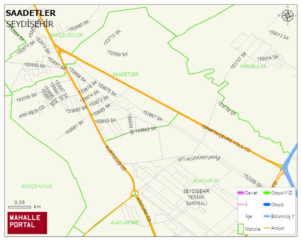 SAADETLER Mahallesi Haritası | Sayısal Bölge Görünümü