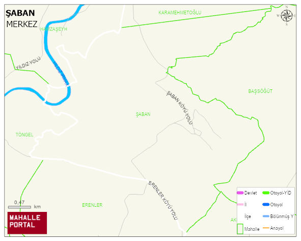 ŞABAN Köyü Haritası | Mahalle ve Köy Sınırı