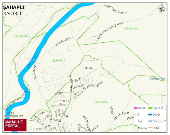 ŞAHAPLI Köyü Haritası | Dağlar, Ovalar ve Akarsu Bilgileri