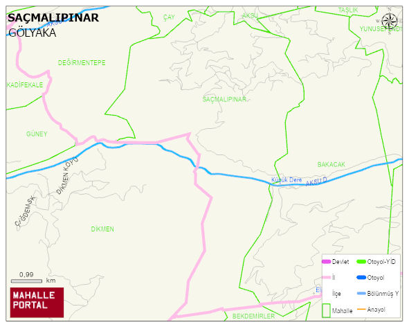 SAÇMALIPINAR Köyü Haritası | Dağlar, Ovalar ve Akarsu Bilgileri