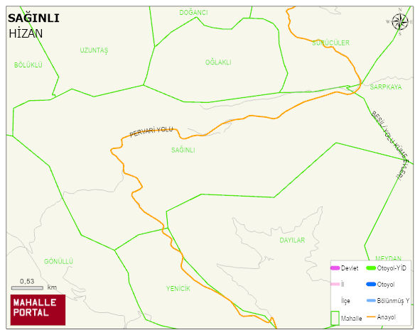 SAĞINLI Köyü Haritası | Mahalle ve Köy Sınırı
