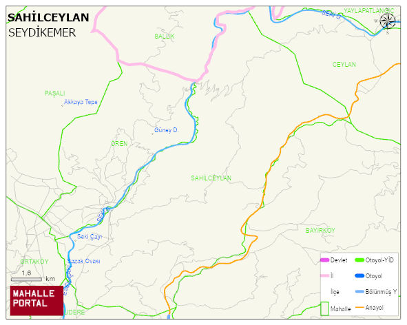 SAHİLCEYLAN Mahallesi Haritası | Sayısal Bölge Görünümü