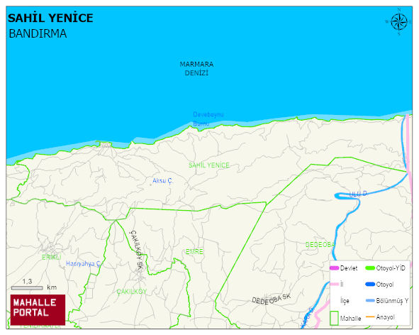 YENİCE Mahallesi Haritası | Yükselti ve Doğa Özellikleri