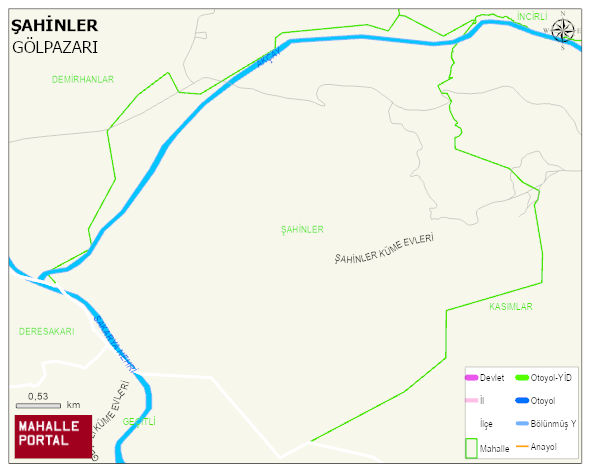 ŞAHİNLER Köyü Haritası | Yükselti ve Doğa Özellikleri
