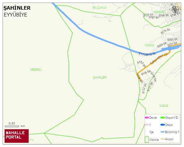 ŞAHİNLER Mahallesi Haritası | Detaylı Köy ve Mahalle Görünümü