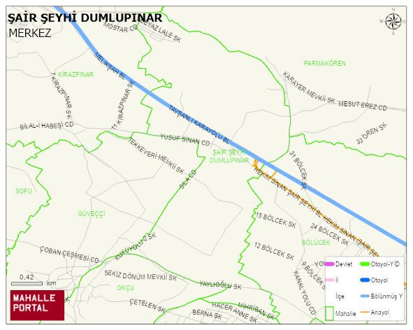 ŞAİR ŞEYHİ DUMLUPINAR Mahallesi Haritası | Detaylı Köy ve Mahalle Görünümü