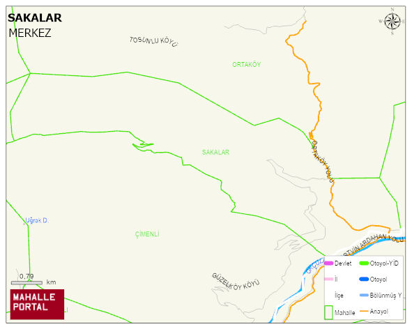 SAKALAR Köyü Haritası | Mahalle ve Köy Sınırı
