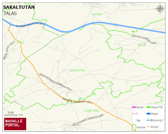 SAKALTUTAN Mahallesi Haritası | Mahalle ve Köy Sınırı