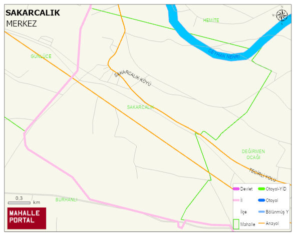 SAKARCALIK Köyü Haritası | Yükselti ve Doğa Özellikleri