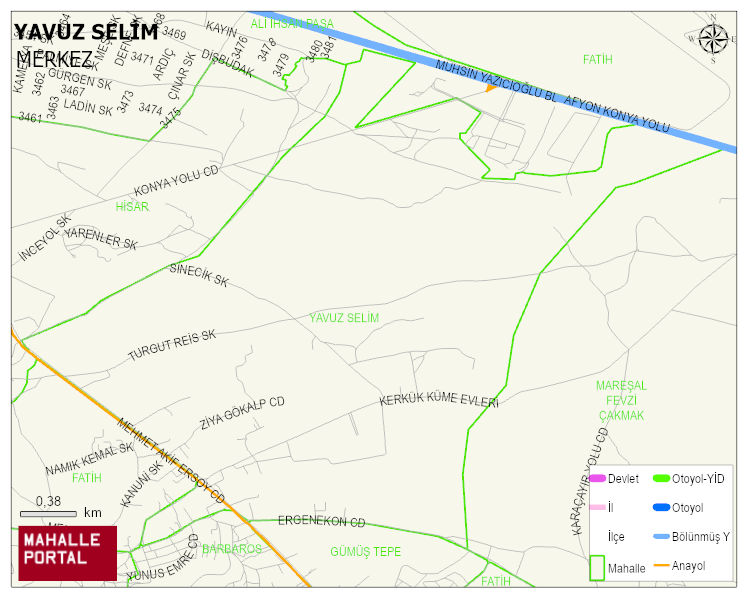 SALAR BELDESİ YAVUZ SELİM Mahallesi Haritası | Mahalle ve Köy Sınırı