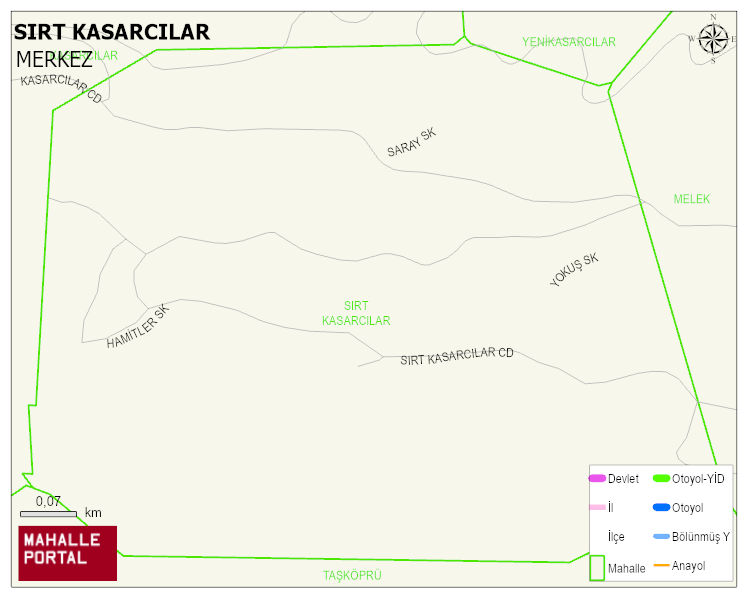 SALARHA BELDESİ SIRT KASARCILAR Mahallesi Haritası | Yükselti ve Doğa Özellikleri