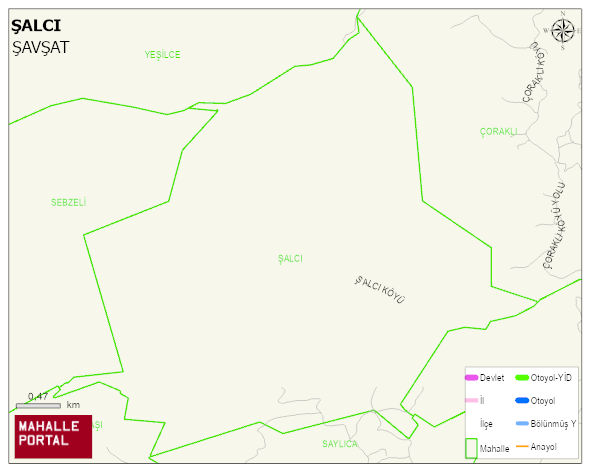 ŞALCI Köyü Haritası | Yükselti ve Doğa Özellikleri