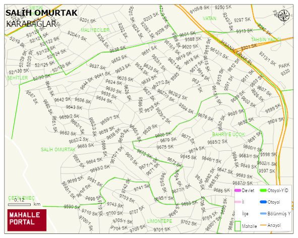 SALİH OMURTAK Mahallesi Haritası | Yükselti ve Doğa Özellikleri