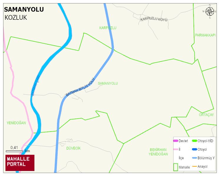 SAMANYOLU Köyü Haritası | Detaylı Köy ve Mahalle Görünümü
