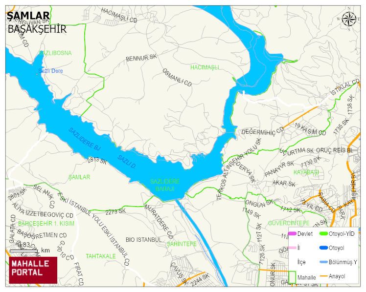 ŞAMLAR Mahallesi Haritası | Mahalle ve Köy Sınırı