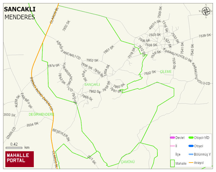 SANCAKLI Mahallesi Haritası | Dağlar, Ovalar ve Akarsu Bilgileri