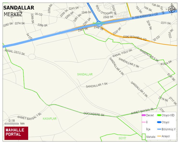 SANDALLAR Mahallesi Haritası | Detaylı Köy ve Mahalle Görünümü
