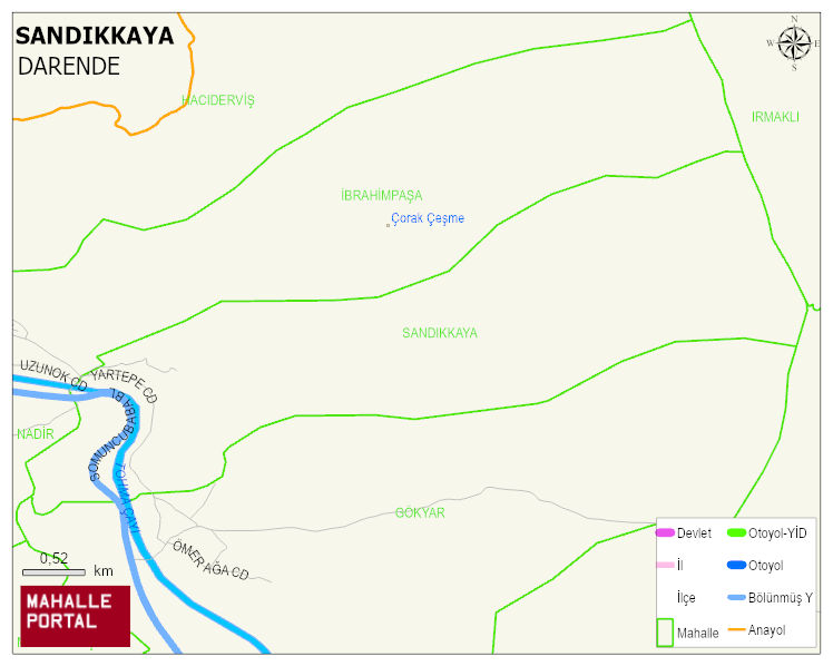 SANDIKKAYA Mahallesi Haritası | Yükselti ve Doğa Özellikleri