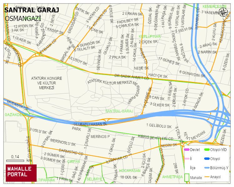 SANTRAL GARAJ Mahallesi Haritası | Mahalle ve Köy Sınırı