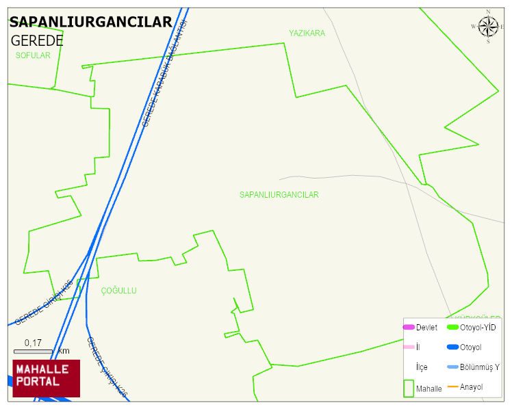 SAPANLIURGANCILAR Köyü Haritası | Mahalle ve Köy Sınırı