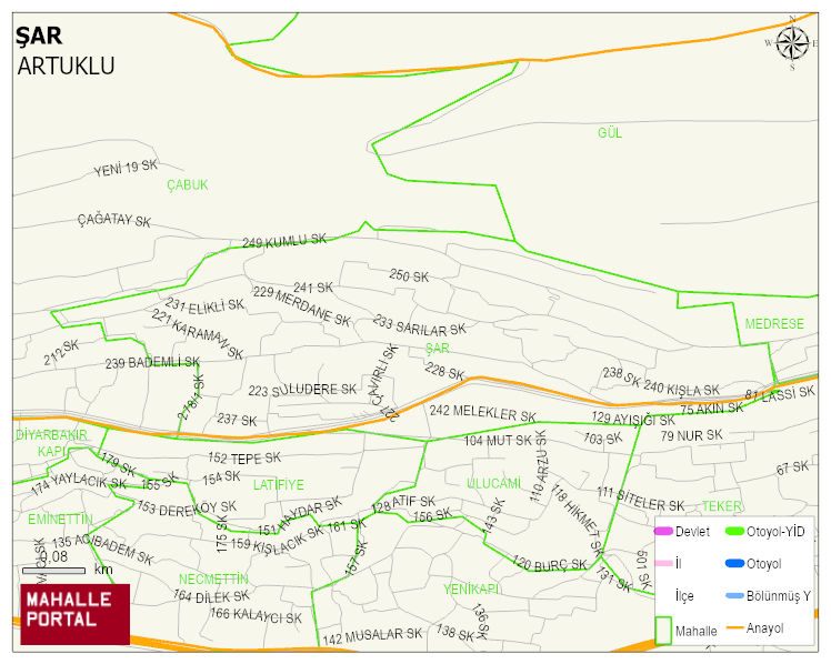 ŞAR Mahallesi Haritası | Yükselti ve Doğa Özellikleri