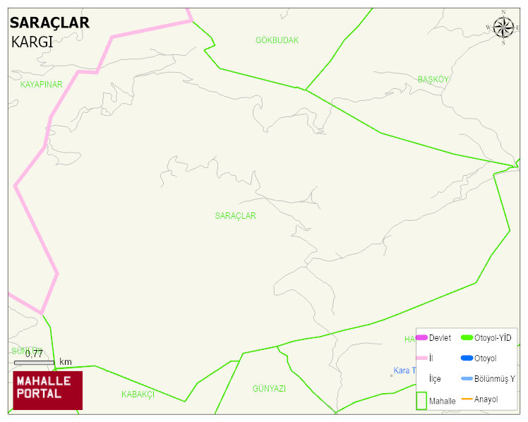 SARAÇLAR Köyü Haritası | Mahalle ve Köy Sınırı