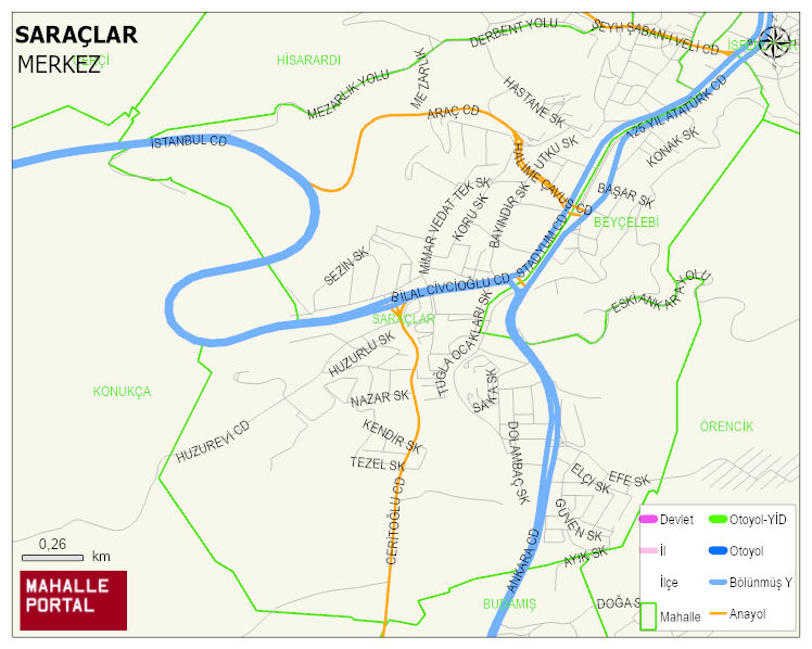 SARAÇLAR Mahallesi Haritası | Sayısal Bölge Görünümü
