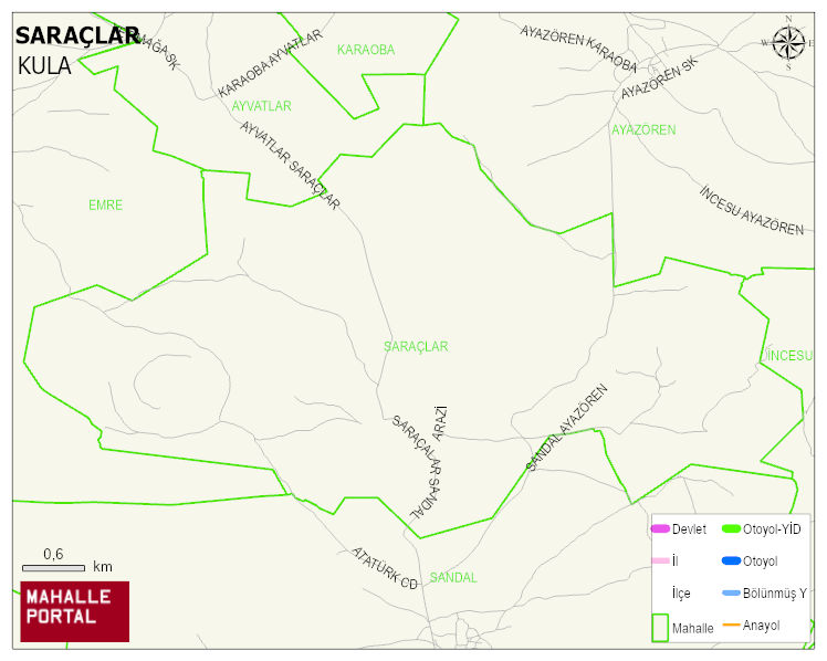 SARAÇLAR Mahallesi Haritası | Yükselti ve Doğa Özellikleri