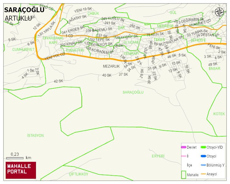 SARAÇOĞLU Mahallesi Haritası | Yükselti ve Doğa Özellikleri