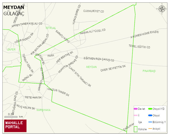 SARATLI BELDESİ MEYDAN Mahallesi Haritası | Yükselti ve Doğa Özellikleri