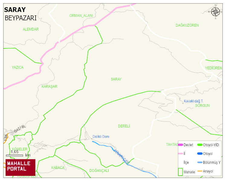 SARAY Mahallesi Haritası | Dağlar, Ovalar ve Akarsu Bilgileri