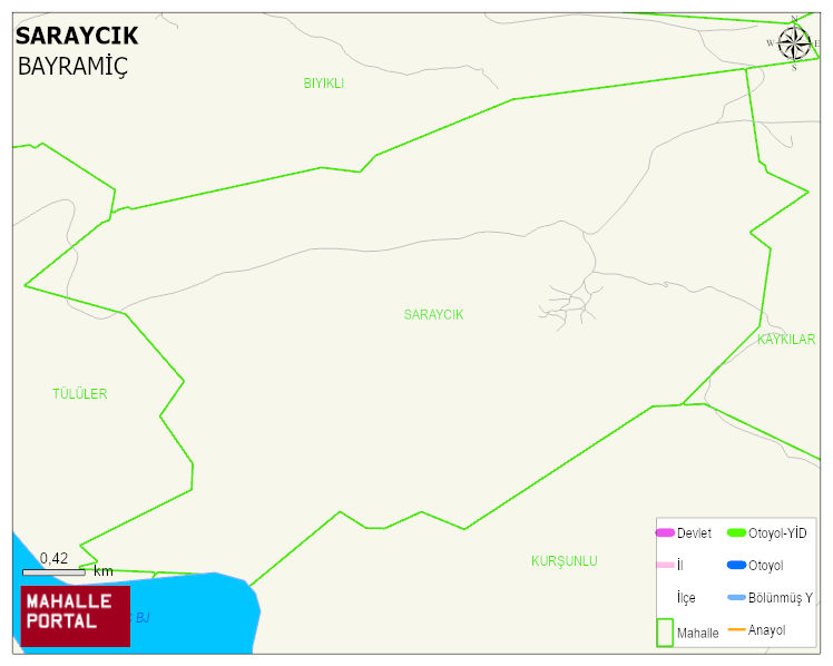 SARAYCIK Köyü Haritası | Dağlar, Ovalar ve Akarsu Bilgileri