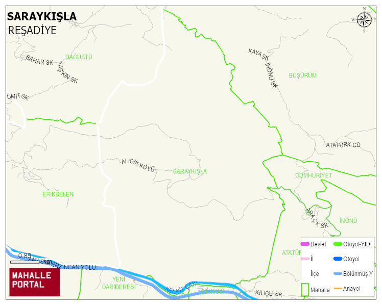 SARAYKIŞLA Köyü Haritası | Dağlar, Ovalar ve Akarsu Bilgileri