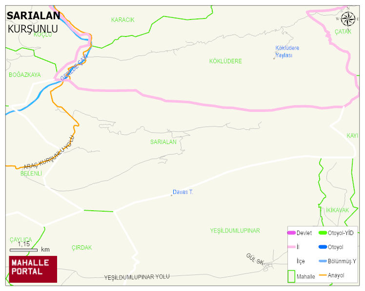 SARIALAN Köyü Haritası | Mahalle ve Köy Sınırı