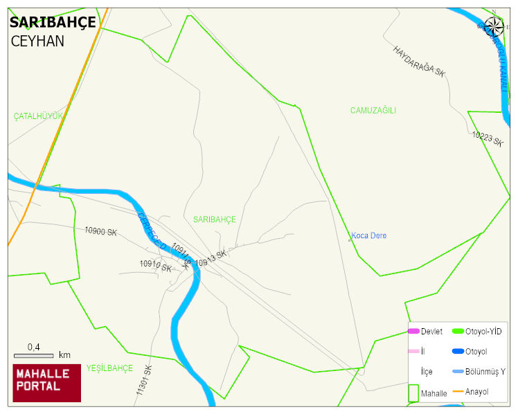 SARIBAHÇE Mahallesi Haritası | Yükselti ve Doğa Özellikleri