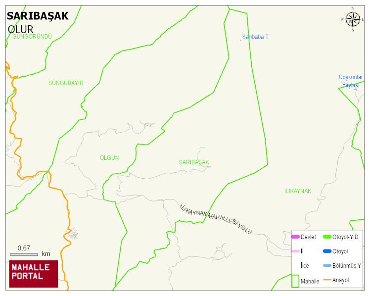 SARIBAŞAK Mahallesi Haritası | Detaylı Köy ve Mahalle Görünümü