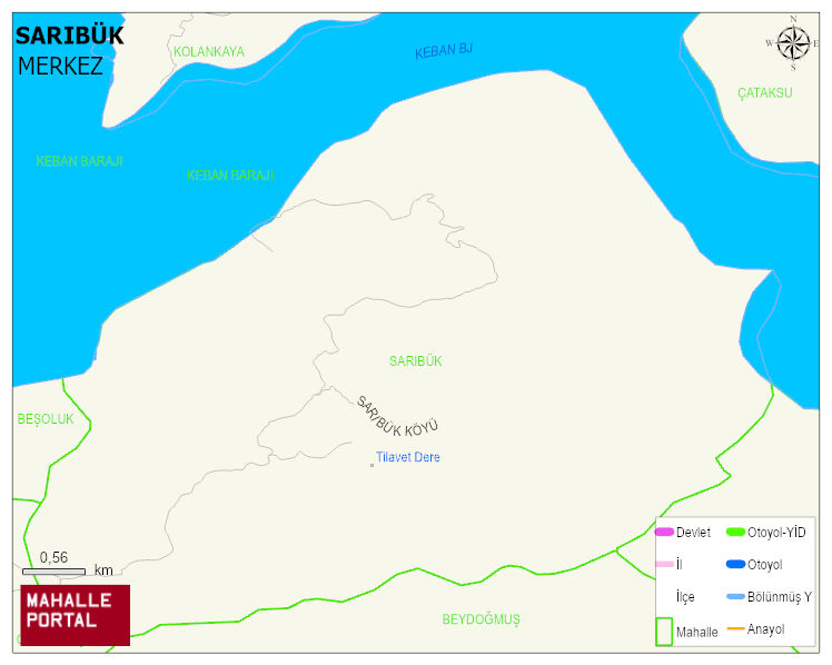 SARIBÜK Köyü Haritası | Mahalle ve Köy Sınırı