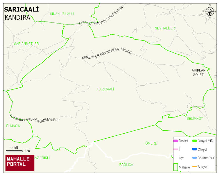 SARICAALİ Mahallesi Haritası | Sayısal Bölge Görünümü