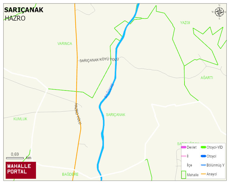 SARIÇANAK Mahallesi Haritası | Dağlar, Ovalar ve Akarsu Bilgileri